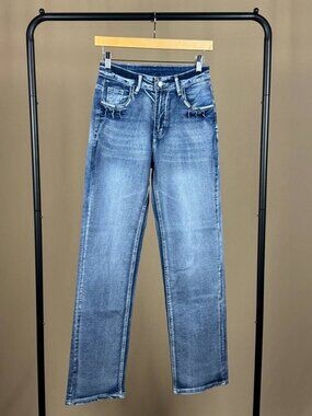 Y2K Women’s Jeans Size Medium Embroidered Pocket Stretch Bootcut Denim